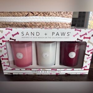 Sand + Paws Pink, White, and Red Candle Set